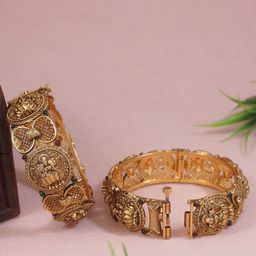 Anouk Set Of 2 Gold-Plated Stone Studded Temple Bangles-picture-44