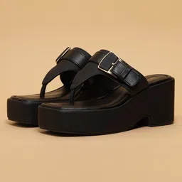ERIDANI Embellished Wedge Sandals with Buckles-picture-3