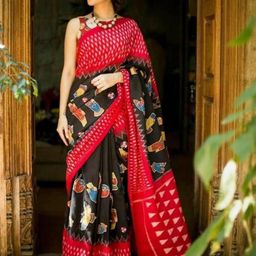 Pinkcity Trade World Black Pure Cotton Ikat Sarees-picture-7