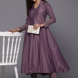 KSUT Women Mauve Pure Silk Kurta Sets-picture-3
