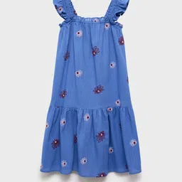 Mango Kids Floral Embroidered Pure Cotton A-Line Pleated & Ruffled Midi Dress-picture-18