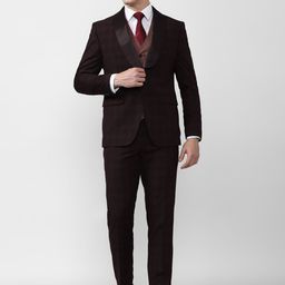 Peter England Elite Checked Slim-Fit Two Piece Suit-image-96