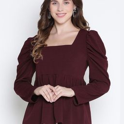 R.Code by The Roadster Life Co. Women Puff Sleeve Peplum Top-picture-30