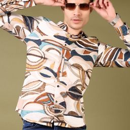 V-Mart Men Spread Collar Abstract Printed Cotton Casual Shirt-image-83