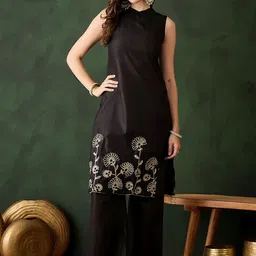 SZN Women Floral Embroidered Regular Thread Work Kurta with Trousers-picture-30
