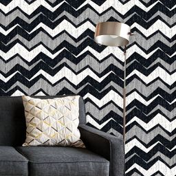 ArtzFolio Printed UV-Resistant Anti-Bacterial Monochrome Zigzag Peel & Stick Wallpaper-image-68