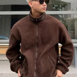 Be Savage Men Checked Fleece Jacket-15
