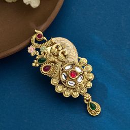 ATIBELLE Gold-Plated Kundan Studded Saree Clip-image-79