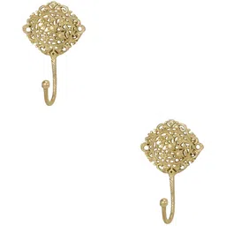 IndianShelf Goldtoned 2 Pieces Brass Floral Wall Hooks-image-74