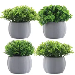 Kuber Industries Grey 4 Pieces Artificial Plant With Pot image 3