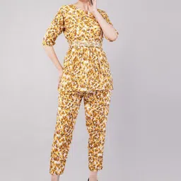 JIDI FASHION Floral Printed Round Neck Tunic With Trousers Co-Ords-picture-51