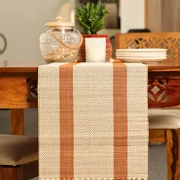 Peepul Tree Rust & Off White Natural Grass Table Runner image 3