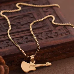 LAKSH Copper-Plated Guitar Shaped Pendant With Chain-picture-27