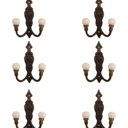 IndianShelf White & Bronze 6 Pieces Textured Ceramic Wall Hooks-image-62