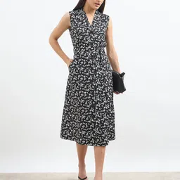 SALT ATTIRE Women Floral Print Crepe Fit & Flare Midi Dress-image-12