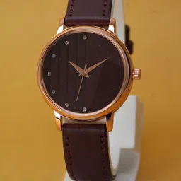 VIRAKTI Women Brass Dial & Leather Straps Analogue Watch G-05-MAROON-V.Y-image-70