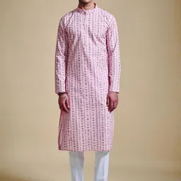 RR Blue Men Geometric Thread Work Kurta-image-80