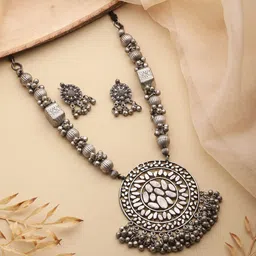 Anouk Silver-Plated Beaded-Studded Jewellery Set-image-25
