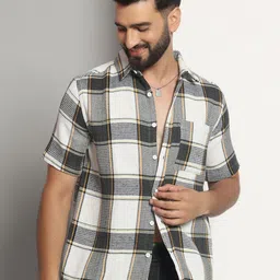 CHIMPAAANZEE Men Tartan Checks Opaque Checked Casual Shirt-picture-47