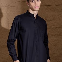 DENNISON Men Smart Mandarin Collar Solid Cotton Casual Shirt-image-71