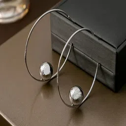 TEULRIP Silver-Plated Luxury Spiral Circular Shape Half Hoop Earrings-0