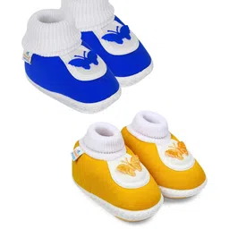 NESKA MODA Kids-Unisex Blue Cotton Booties-picture-22