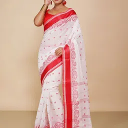 BENGAL HANDLOOM Woven Design Pure Cotton Jamdani Saree-image-85