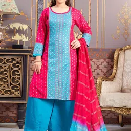 Sangria Girls Ethnic Motifs Printed Gotta Patti Straight Kurta-picture-8