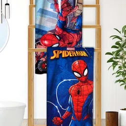 Athom Living Red & Blue 2 Printed Cotton 350 GSM Bath Towel-image-4