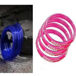 SOMIL Set of 16 Blue Alloy Artificial Stones & Beads Bangles-image-72