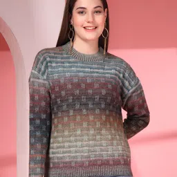 Thirty Threads Women Printed Woollen Pullover-picture-28