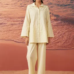 Lakshita Yellow Sorbet Embroidered Cotton Poplin Co-Ord Set-picture-24