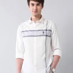 U.S. Polo Assn. Men Classic Tailored Fit Spread Collar Multi Striped Cotton Casual Shirt-image-40