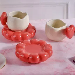 Olive Home Accents Red & White Solid Stoneware Matte Cups Set of Cups and Mugs image 3