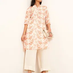 RANGMANCH BY PANTALOONS Floral Printed Mandarin Collar A-Line Kurta-picture-36