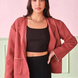 AND Women Striped Polyester Crop Tailored Jacket-image-40