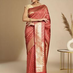 Anouk Rustic Striped Woven Border Banarasi Saree-picture-34