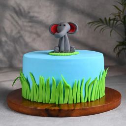 Baby Elephant Jungle Theme Cake-image-34