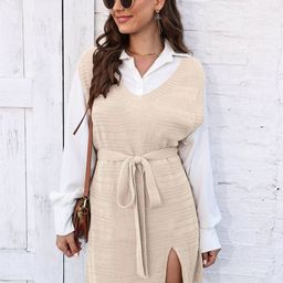 bebe Women Longline Pullover with Belted Detail-image-28