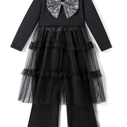 ARIAS By LARA DUTTA Girls Embellished Long Sleeves Pure Cotton Top With Trouser-image-1