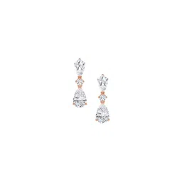 LUNA 14 KT Rose Gold 3.56 Ct Lab Grown Diamond Studded Drop Earrings - 2.1 g-picture-33