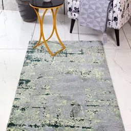 Saral Home Green Abstract Anti-Skid Polyester Carpet-25