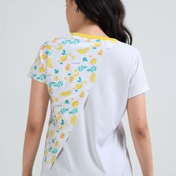 ECOLINE Clothing Women's Recycled Polyester Lycra Lemon Printed Asymmetrical Top image 2