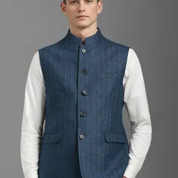 Louis Philippe Striped Nehru Jacket-picture-49