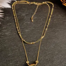 MANSIYAORANGE Gold Plated Pendant With Double Layer Chain image 3