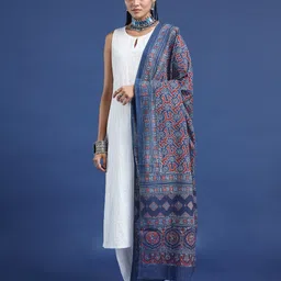 Taavi Ajrakh Block Printed Pure Cotton Dupatta image 2