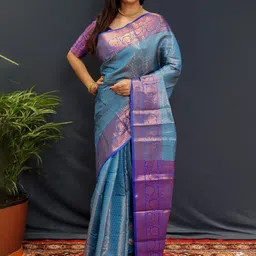 yourwish Woven Design Zari Silk Blend Kanjeevaram Saree-image-27