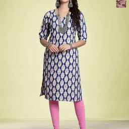 Moda Rapido Selection Of 2 Ethnic Motifs Printed Round Neck Straight Kurtas-image-36