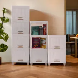Aura White 9 Pieces Folding Cabinet Storage Multi-Utility Organisers-image-53