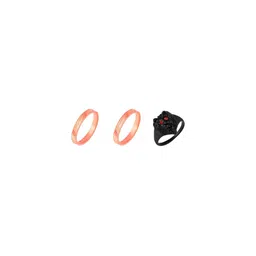 Dynamic Retail Global Set of 3 Ring for Men, Orange-Black Alloy Ring ()-picture-24